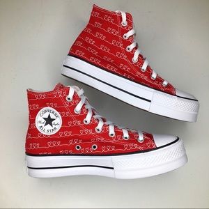 NEW Converse Platform Red Hearts CTAS Lift Hi A04416C Womens sz 8 Sneakers